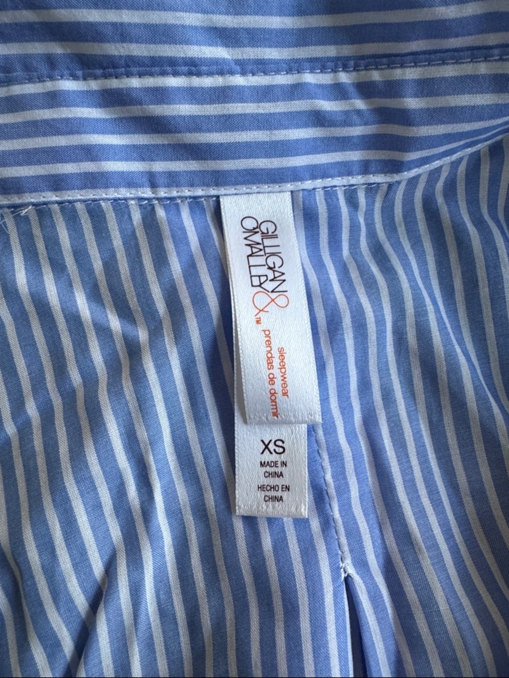 Striped Blue Longline Button-Up Sleep Shirt - Picture 4 of 4